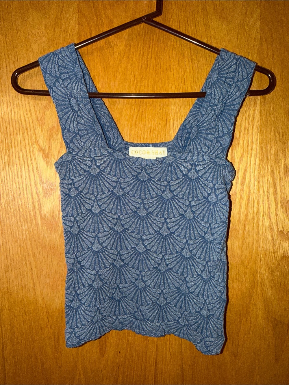 Blue Textured Shell Tank Top